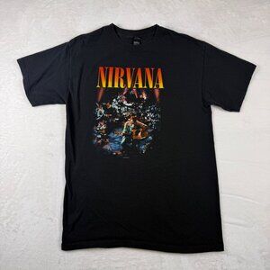Nirvana Unplugged Graphic Tee Black Grunge Bandcore Y2K Aesthetic Size Medium